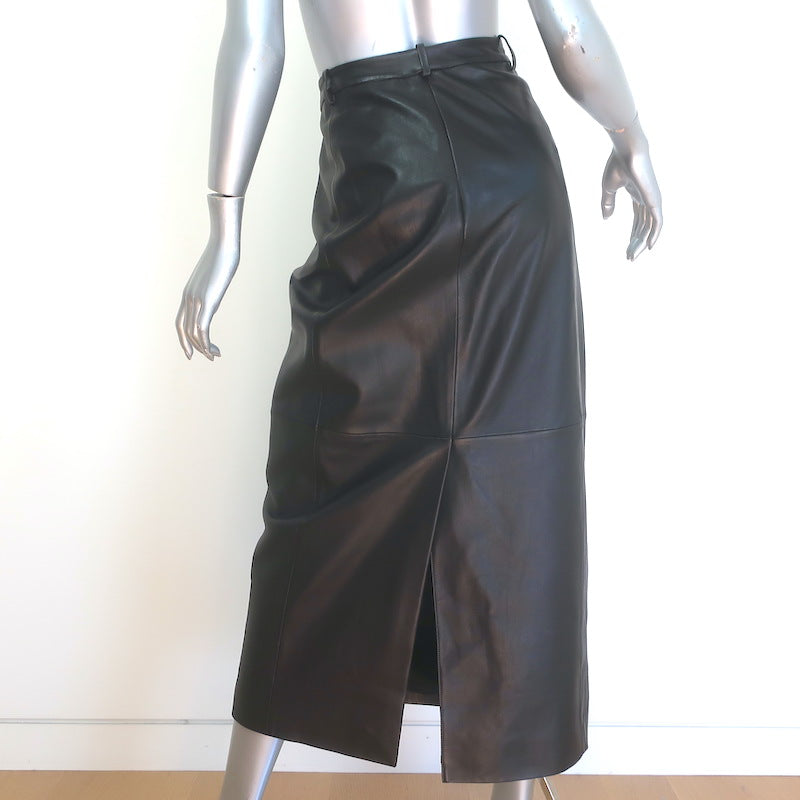 Theory Leather Trouser Midi Skirt Black Size 6