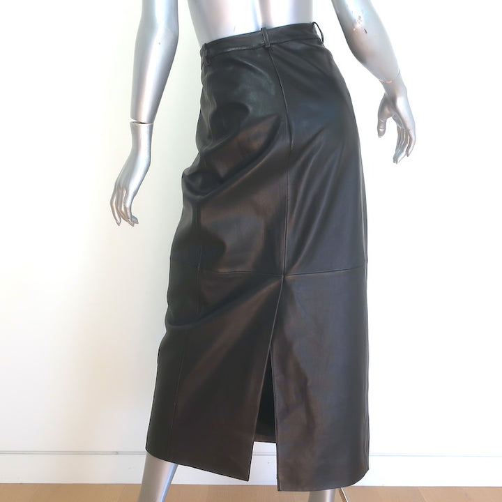 Theory Leather Trouser Midi Skirt Black Size 6