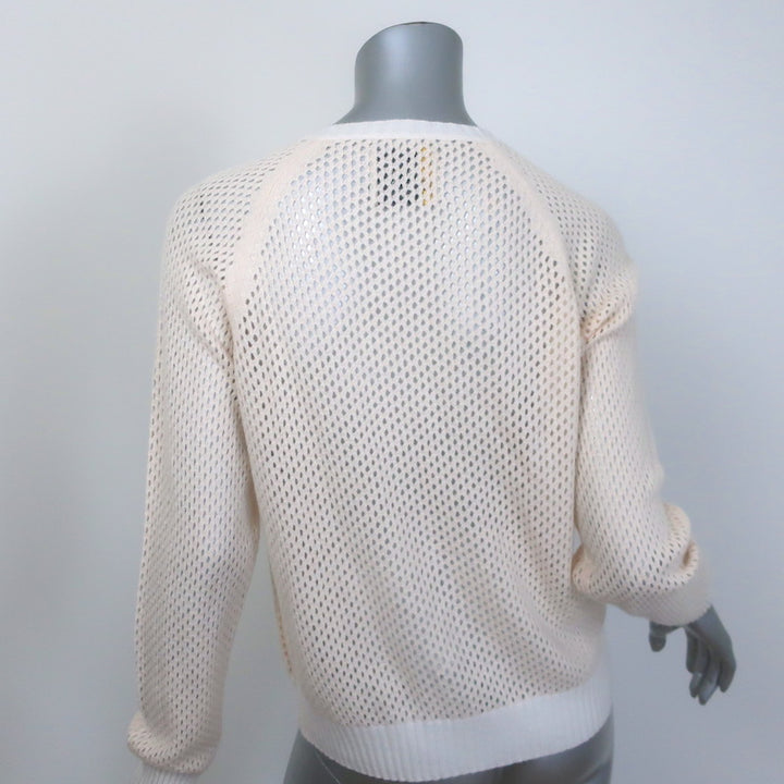 Jumper 1234 Holey Cashmere Contrast Sweater Ivory Mesh Knit Size 1