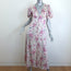 LoveShackFancy Delaney Button-Front Maxi Dress Cream Floral Print Silk Size 0