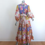 Zimmermann Pattie Midi Wrap Dress Patchwork Floral Print Cotton Size 1