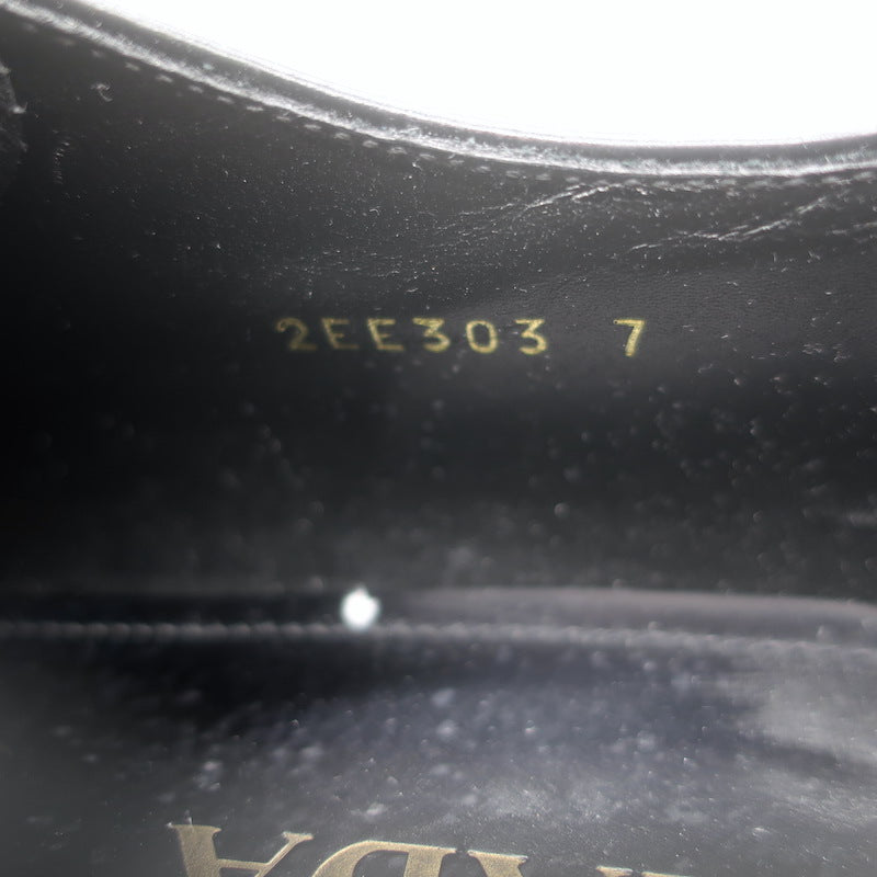 Prada Lace-Up Wingtip Brogue Shoes Black Brushed Leather Size 7
