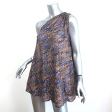 Missoni One-Shoulder Top Purple/Yellow Zig Zag Knit Size 38