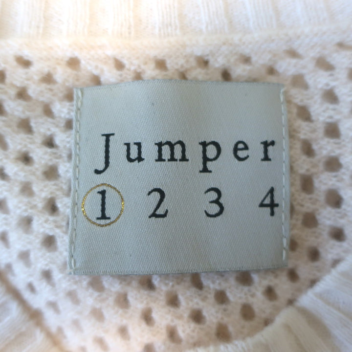 Jumper 1234 Holey Cashmere Contrast Sweater Ivory Mesh Knit Size 1