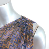 Missoni One-Shoulder Top Purple/Yellow Zig Zag Knit Size 38