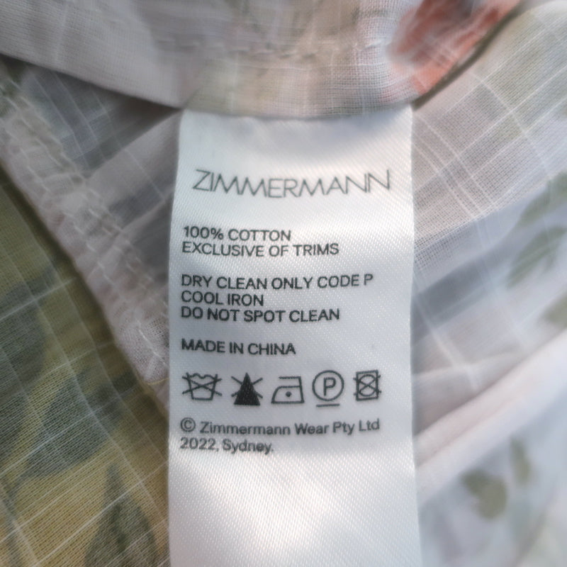 Zimmermann Pattie Midi Wrap Dress Patchwork Floral Print Cotton Size 1
