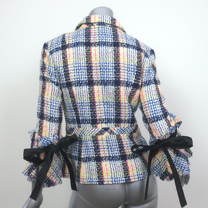 Chanel 09P Lesage Tweed Bow Sleeve Double Breasted Jacket White/Multi Size 38