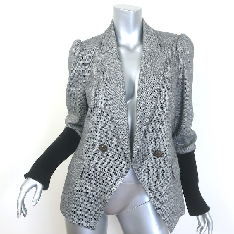 Veronica Beard Bayard Colorblock Dickey Jacket Gray Herringbone Size 8