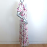LoveShackFancy Delaney Button-Front Maxi Dress Cream Floral Print Silk Size 0