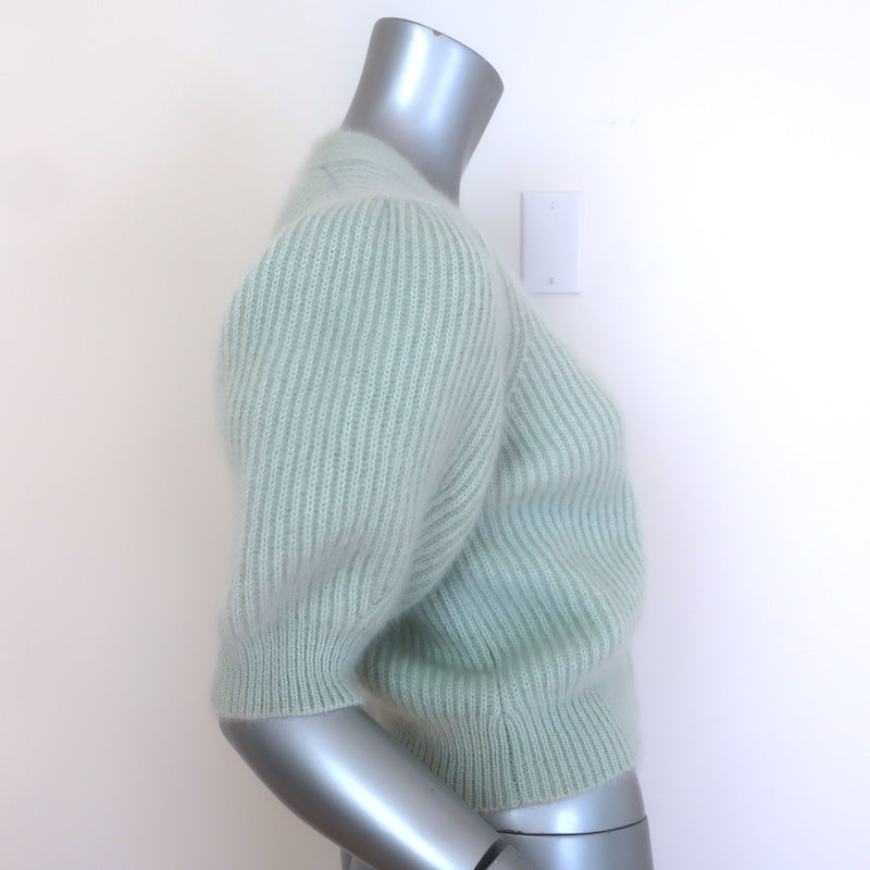 Celine Short Puff Sleeve Mohair Cardigan Mint Size Medium