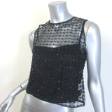 STAUD Seraphina Beaded Tulle Sleeveless Top Black Size 2 NEW