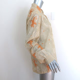 Bode Lilium Embroidered Mesh Shirt Beige Size Small/Medium Long Sleeve Top NEW