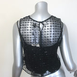 STAUD Seraphina Beaded Tulle Sleeveless Top Black Size 2 NEW