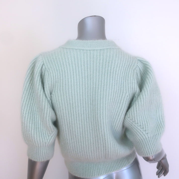 Celine Short Puff Sleeve Mohair Cardigan Mint Size Medium
