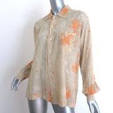 Bode Lilium Embroidered Mesh Shirt Beige Size Small/Medium Long Sleeve Top NEW