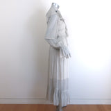 Zimmermann Pussy Bow Ruffled Maxi Dress White Zig Zag Print Crepe Size 1