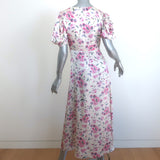 LoveShackFancy Delaney Button-Front Maxi Dress Cream Floral Print Silk Size 0