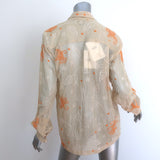 Bode Lilium Embroidered Mesh Shirt Beige Size Small/Medium Long Sleeve Top NEW