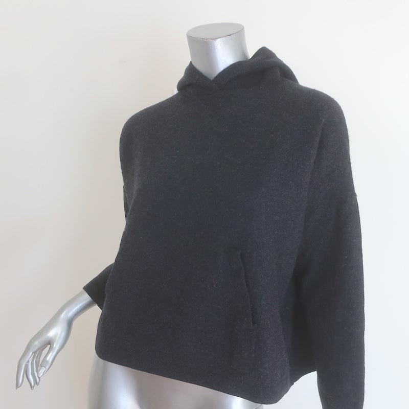 ACNE Studios Lenkha Cropped Hoodie Sweater Charcoal Wool Size Small