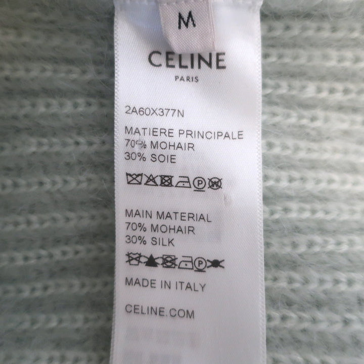 Celine Short Puff Sleeve Mohair Cardigan Mint Size Medium