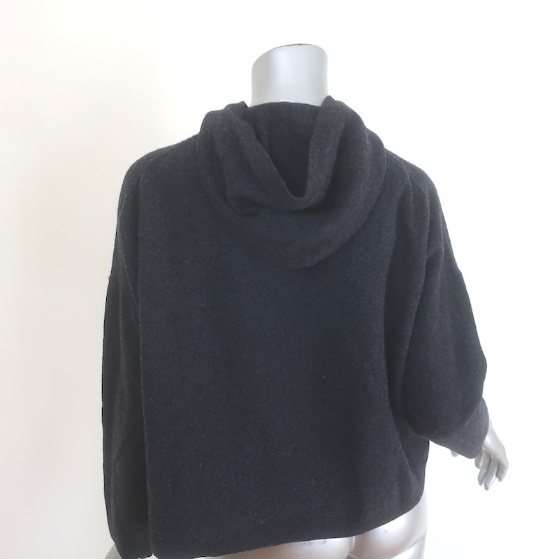 ACNE Studios Lenkha Cropped Hoodie Sweater Charcoal Wool Size Small