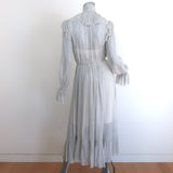 Zimmermann Pussy Bow Ruffled Maxi Dress White Zig Zag Print Crepe Size 1