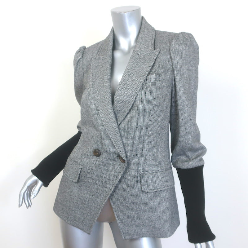 Veronica Beard Bayard Colorblock Dickey Jacket Gray Herringbone Size 8