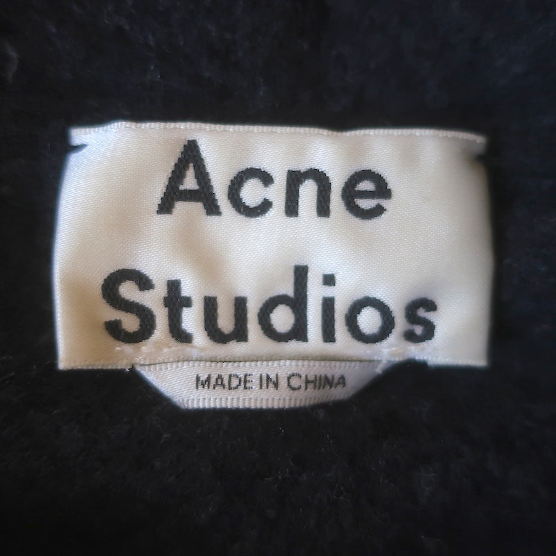 ACNE Studios Lenkha Cropped Hoodie Sweater Charcoal Wool Size Small