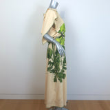 Kenzo Pansy Asymmetric Draped Midi Dress Pale Yellow Size 36