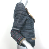 Isabel Marant Crystal-Embellished Jacket Flana Navy Striped Linen Size 3