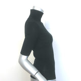 Theory Leenda R Short Sleeve Turtleneck Sweater Black Regal Wool Size Petite NEW
