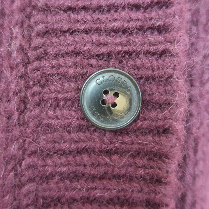 CLOSED V-Neck Cardigan Burgundy Alpaca-Wool Size Small