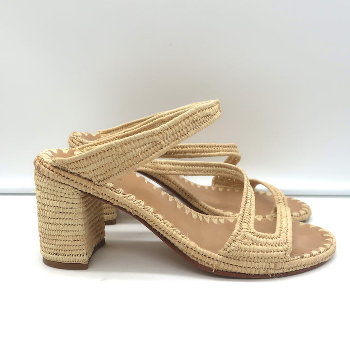 Carrie Forbes Salah Raffia Sandals Natural Size 41 High Heel Mules
