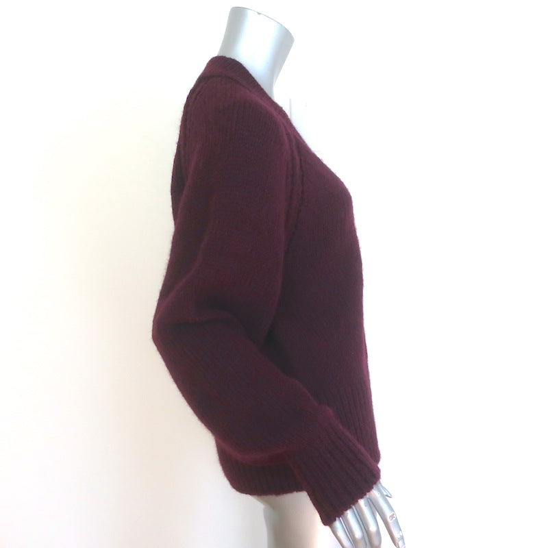 CLOSED V-Neck Cardigan Burgundy Alpaca-Wool Size Small