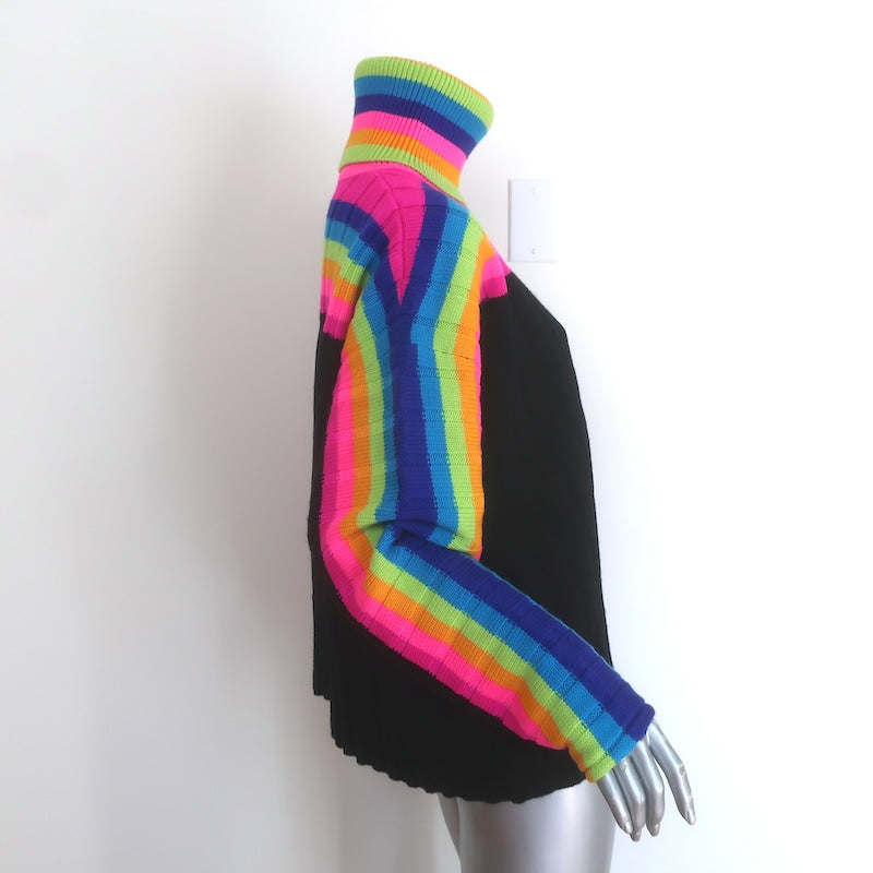 Christopher John Rogers Rainbow Striped Turtleneck Sweater Black Size Medium
