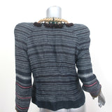 Isabel Marant Crystal-Embellished Jacket Flana Navy Striped Linen Size 3