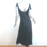 ACNE Studios Bow Strap Midi Slip Dress Black Satin Size 36