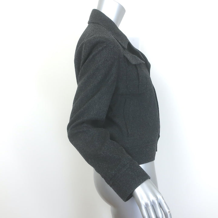 AMI Cropped Military Jacket Charcoal Virgin Wool Size 34