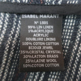 Isabel Marant Crystal-Embellished Jacket Flana Navy Striped Linen Size 3