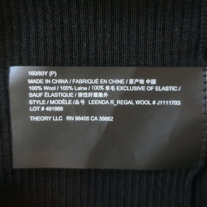 Theory Leenda R Short Sleeve Turtleneck Sweater Black Regal Wool Size Petite NEW
