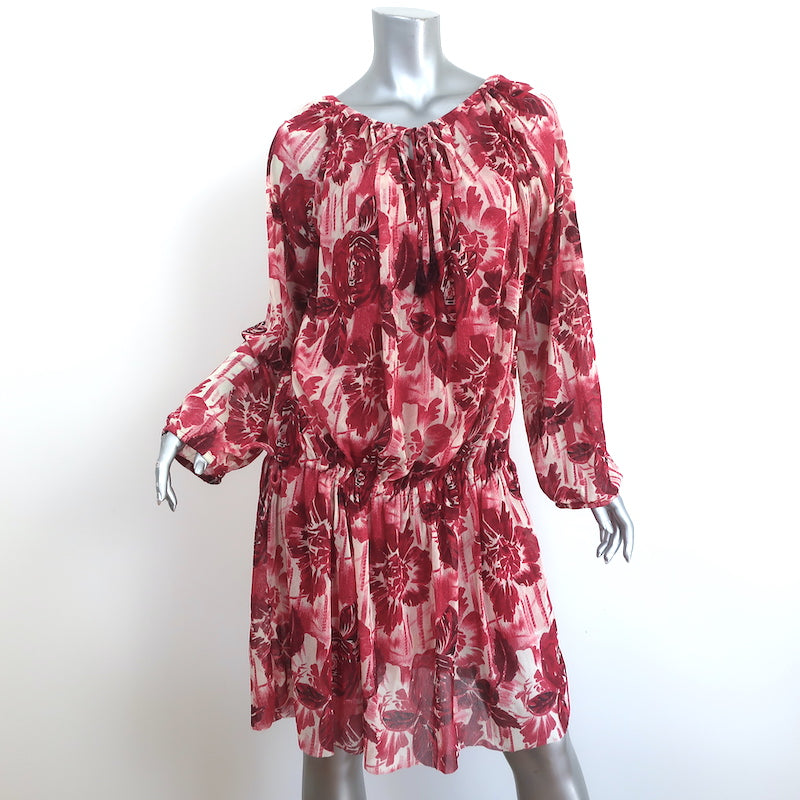 Louis Vuitton Floral Print Slip Dress Dark Red. Size 36