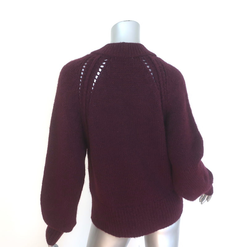 CLOSED V-Neck Cardigan Burgundy Alpaca-Wool Size Small