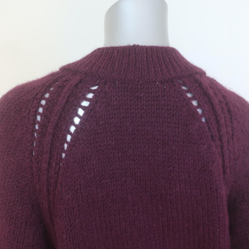 CLOSED V-Neck Cardigan Burgundy Alpaca-Wool Size Small
