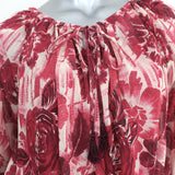 Jean Paul Gaultier Soleil Blouson Dress White/Red Floral Print Mesh Size Medium