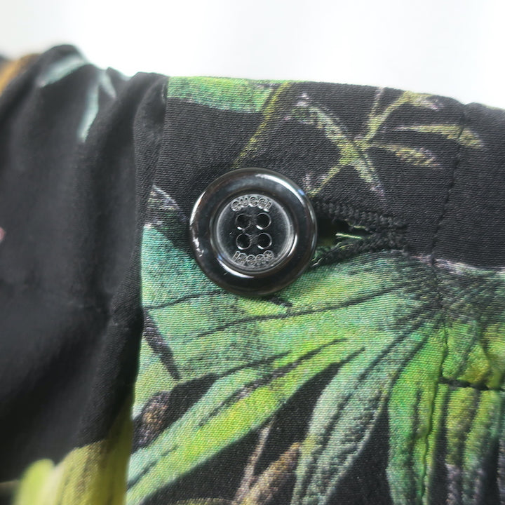 Gucci Tropical Floral Print Silk Pants Black Size 38