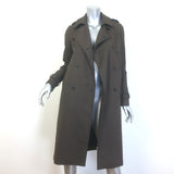 Sandro Even Checked Trench Coat Olive Brown/Navy Size 36 NEW