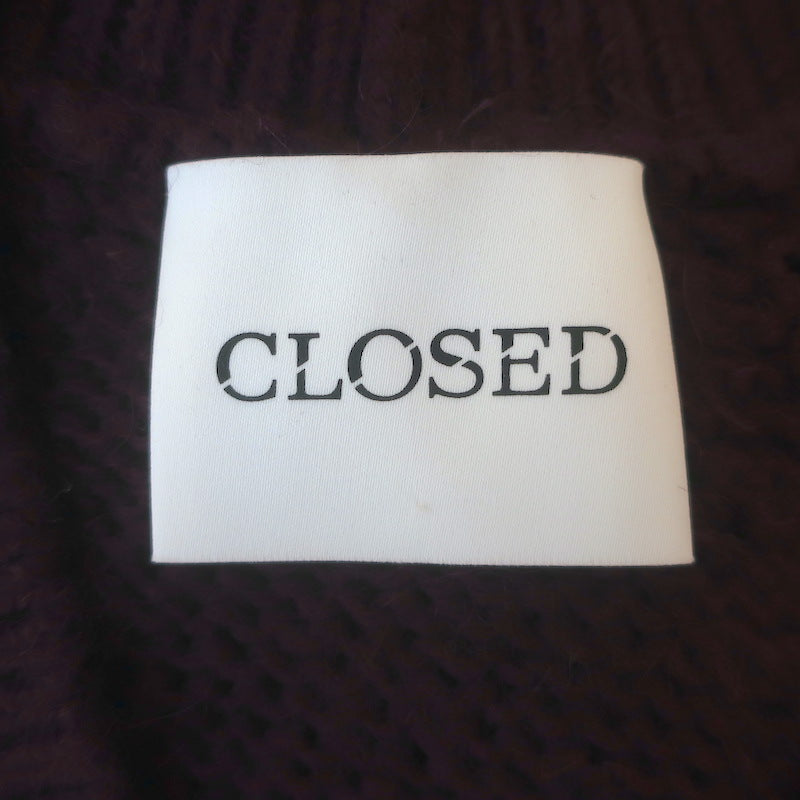 CLOSED V-Neck Cardigan Burgundy Alpaca-Wool Size Small