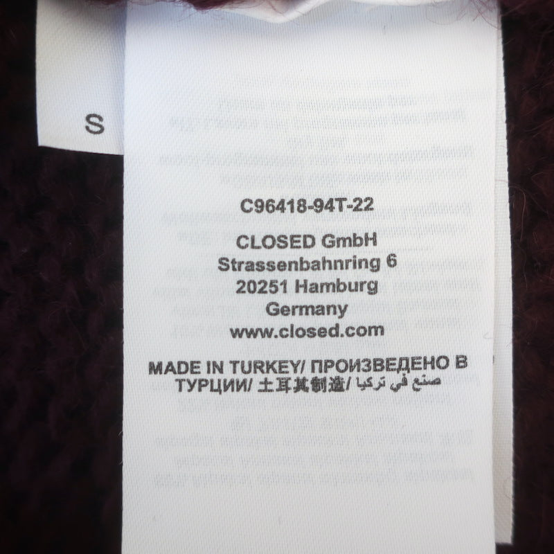 CLOSED V-Neck Cardigan Burgundy Alpaca-Wool Size Small
