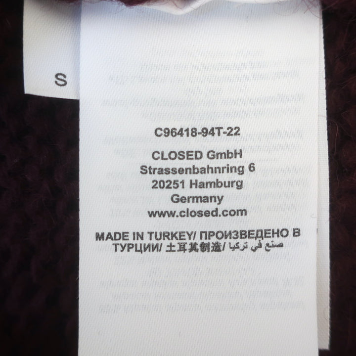 CLOSED V-Neck Cardigan Burgundy Alpaca-Wool Size Small