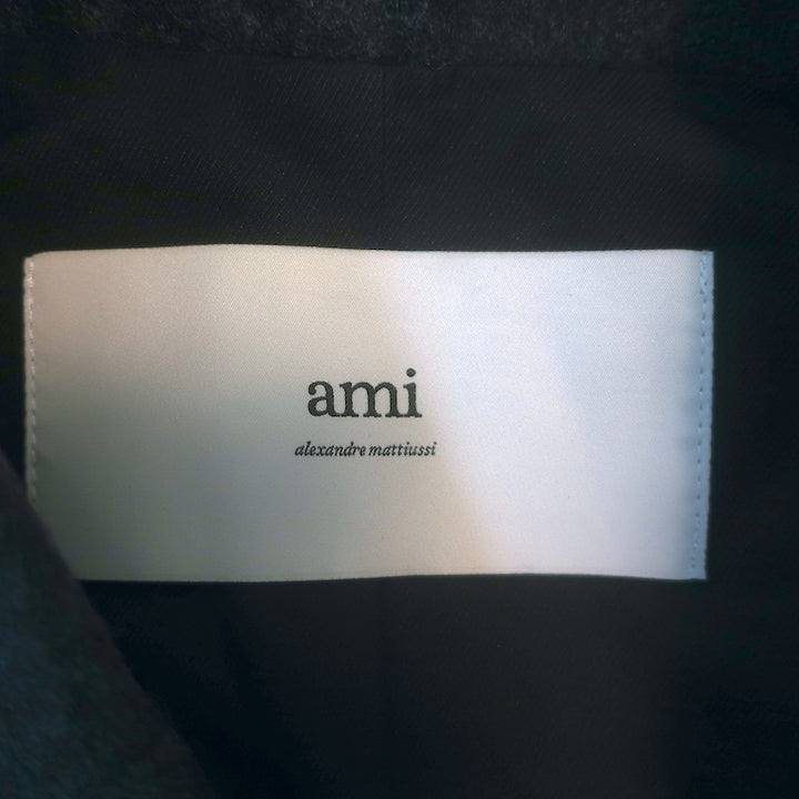 AMI Cropped Military Jacket Charcoal Virgin Wool Size 34